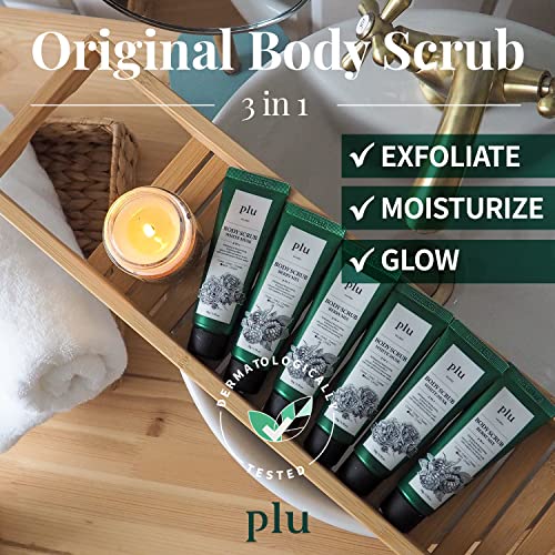 PLU Original Korean Walnut Body Scrub Polish - White Musk - Exfoliating & Hydrating Glow for Smooth, Radiant Skin Texture - Soft Musk Scent, 6.76 oz.