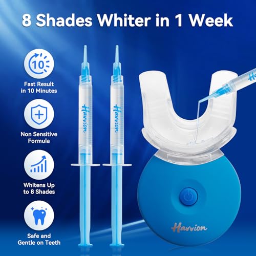 Teeth Whitening Kit, LED Accelerator Light, 3 Carbamide Peroxide Whitening Gel, Dental-Grade Whitening at Home