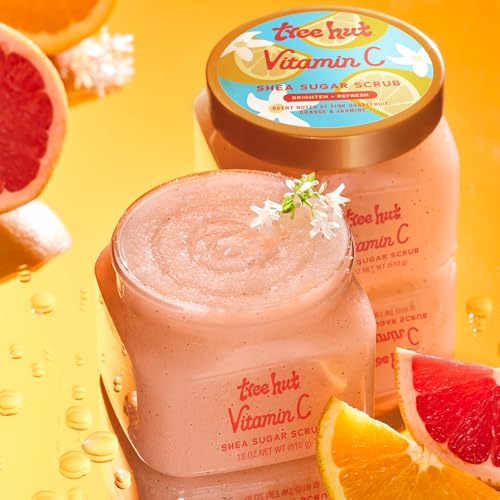 Tree Hut Vitamin C Shea Sugar Scrub, 18 oz, Ultra Hydrating and Exfoliating Scrub for Nourishing Essential Body Care