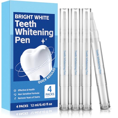 Teeth Whitening Pen - Effective Stain Removal Teeth Whitening Gel Kit, Pro No Sensitivity Teeth Whitener for Bright White, Travel-Friendly, Mint (0.11 Fl Oz (Pack of 4))