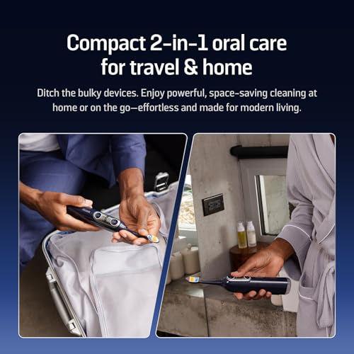 Soocas NEOS II - Electric Toothbrush with Water Flosser, Sonic Electric Toothbrush for Adults, Cordless Water Flosser for Travel, Portable Oral Irrigator, Up to 100% Plaque Removal, Dark Violet