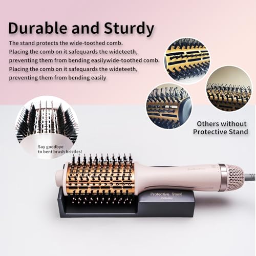 4.0 Ionic Hair Blow Dryer Brush-Lightweight 3X Faster Drying, 5-in-1 Blow Out Brush for More Shine, Curliness and Volume, Titanium Hot Hair Brush More Smooth, Anti-Frizz, Salon-Style Blowouts,Pink