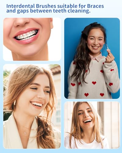 Interdental Brush, 80 PCS Braces Brush Disposable Toothpick Dental Tooth Flossing, Dental Flosser Tooth Cleaning Tools Oral Flossing Head, White Colors