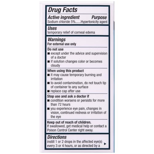 Muro 128 Solution, Temporary Relief of Corneal Edema, Eye Care, Sodium Chloride Hypertonicity Ophthalmic Solution 5%, 0.5 Fl. Oz