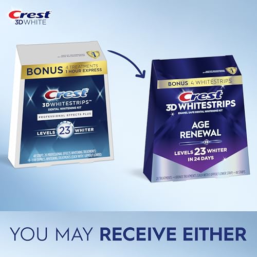 Crest 3D Whitestrips Age Renewal – Teeth Whitening Kit, 24 Treatments (20 + 4 Bonus), Each with 1 Upper/1Lower, 48 Strips – Crest 3DWhite Teeth Whitening Strips