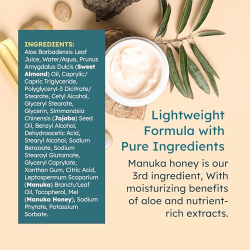 MELORA Manuka Honey Body Lotion (7oz), Moisturizing Lotion with Soothing Manuka Honey & Oil for Dry, Very Dry, Sensitive, or Aging Skin – Cream Moisturizer for Women & Men