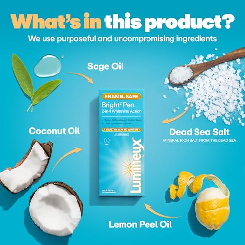 Lumineux 2-in-1 Whitening Pen (1 Pack) Enamel Safe and Clinically Proven to Whiten Without The Sensitivity - Removes Coffee, Tea, and Smoking Stains