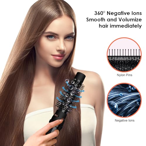 Lightweight Hot Air Brush | Upgraded 4-in-1 Blow Dryer & Volumizing Styler | Ionic Ceramic Titanium Barrel for Anti-Frizz, Shiny & Salon-Smooth Hair