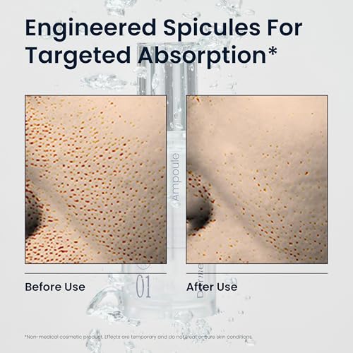 PDRN Spicule Ampoule 1.69 fl oz, Pore-Tightening Serum with 1000ppm Spicules, Centella & Hyaluronic Acid for Sensitive & Acne-Prone Skin | Home Derma Care Treatment, K-beauty Skincare