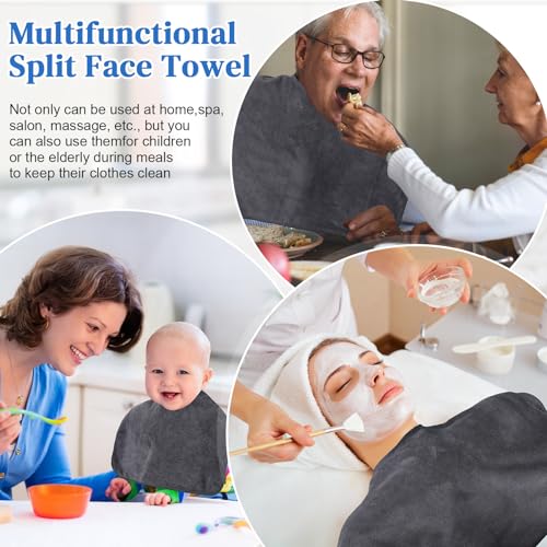 VitalCozy 12 Pieces Facial Towels Split Design Soft Esthetician Towels Removing Spa Microfiber Face Cloth for Home Salon Facial Steam Massage and Cleansing(Dark Gray)