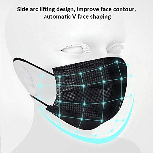 100 Pack Black Disposable Face Masks -3 Layer Medical Masks Disposable for Adults Home Office Outdoor and School