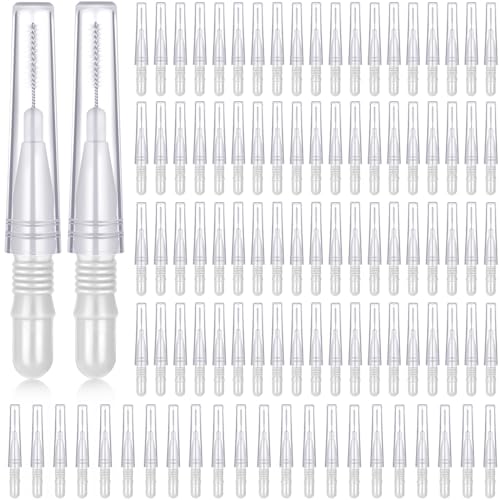 BBTO 100 Pcs Braces Dental Brush Flosser for Cleaner Interdental Brush Toothpick Tooth Flossing Head Oral Dental Toothpick Cleaners Cleaning Tool(White)