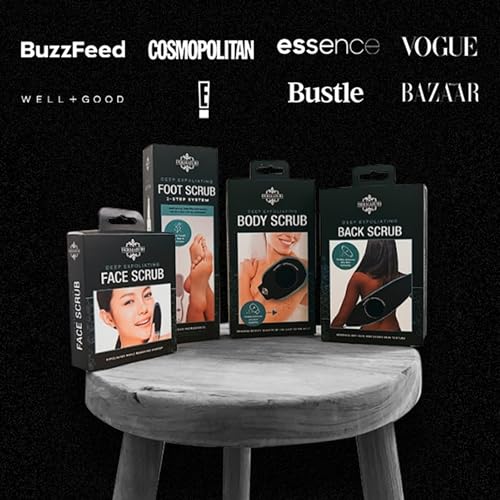 Dermasuri - Deep Exfoliating Body Scrub & Foot Scrub Set Bundle - Shower Body Exfoliator Glove, Spa Exfoliation Mitt & Exfoliating Feet Spray - Dry Skin Remover Sole File - Skin Care Spa Treatment Pro