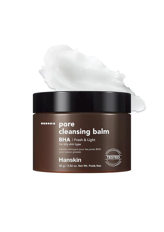 Hanskin BHA Pore Cleansing Balm – Korean Melting Balm Cleanser, Gentle Makeup Remover for Oily & Combination Skin | Solid-to-Oil Cleanser with BHA & Nourishing Oils | K-Beauty | 2.82 oz