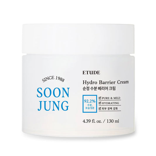 ETUDE SoonJung Hydro Barrier Cream | 92.5% Moisturizing Ingredients, Gel Formula for Soothing, pH Balanced Moisturizer for Hydrating, Panthenol, Madecassoside, Non-comedogenic, 4.39 Fl Oz (Jar Type)