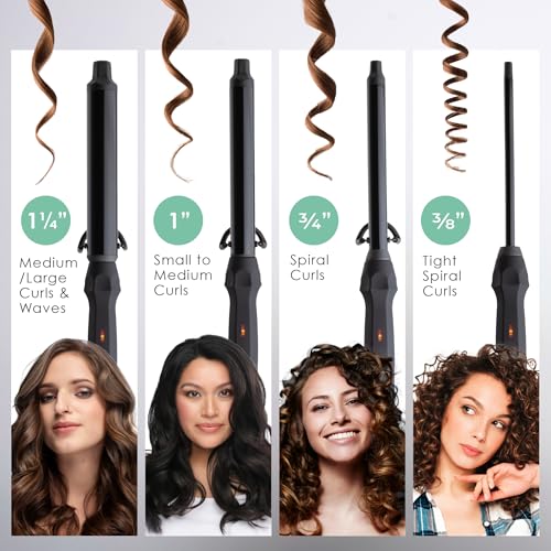 MINT Professional Clamp-Free Curling Wand 1 1/4 Inch for Long Hair | Extra Long Curl Wand with 4-Heater Ionic Ceramic Barrel | Best Curling Wands | Adjustable 230-430°F | Worldwide Dual Voltage