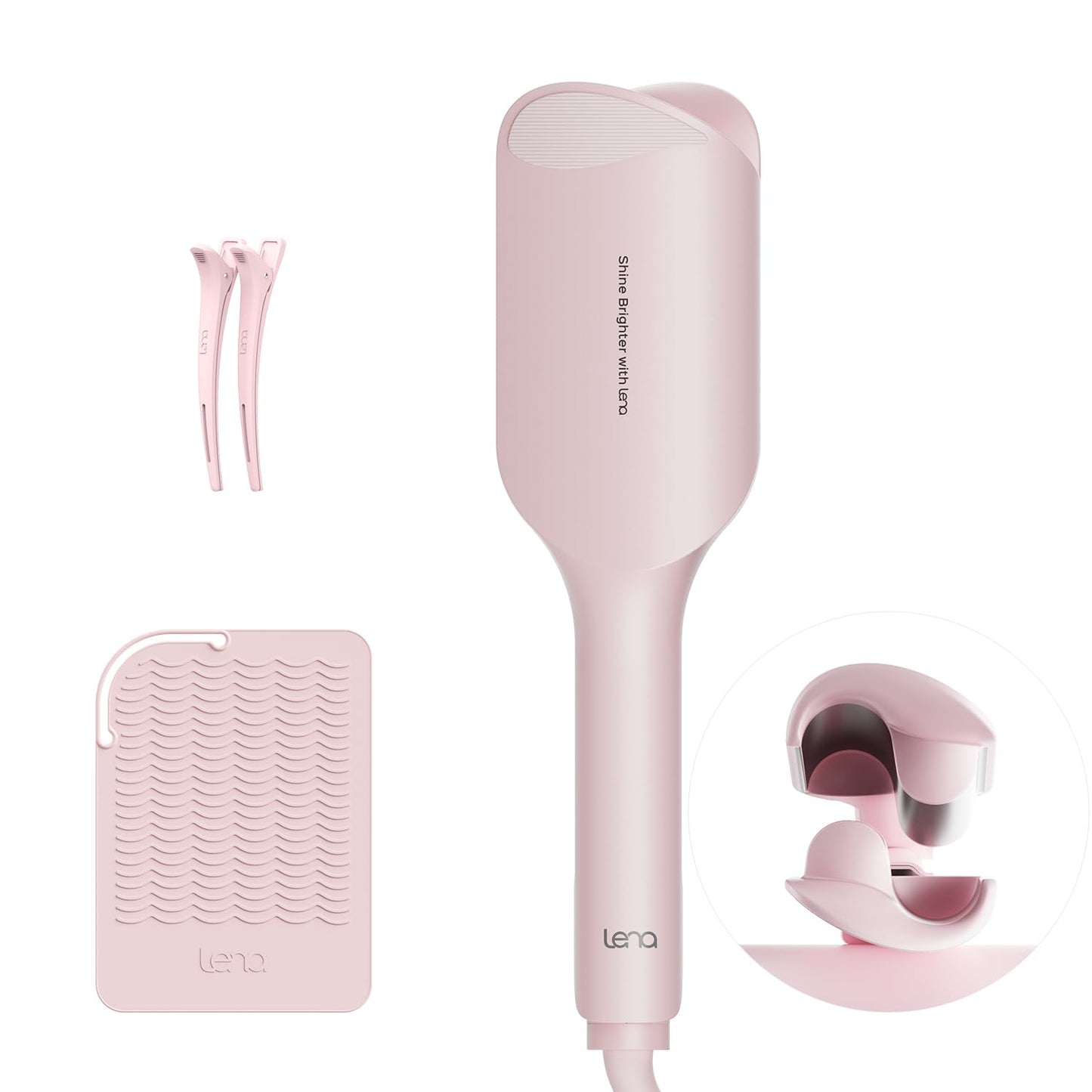 Waver Curling Iron Lena S12 Beach Waver Curling Wand, Hair Tool with 2 Barrels, Anti-Scald Protection, Adjustable Time & Temps, Dual Voltage, Titanium Coating for Effortless, Long-Lasting Waves