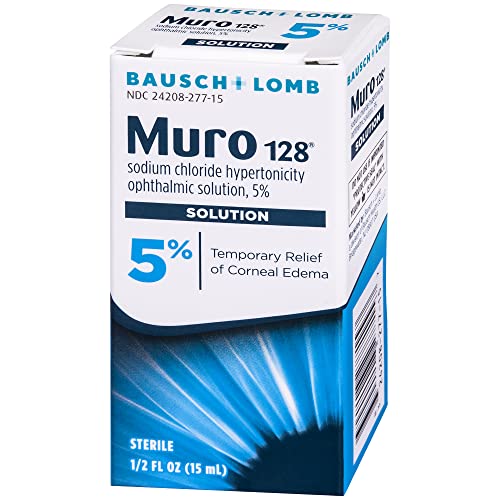 Muro 128 Solution, Temporary Relief of Corneal Edema, Eye Care, Sodium Chloride Hypertonicity Ophthalmic Solution 5%, 0.5 Fl. Oz