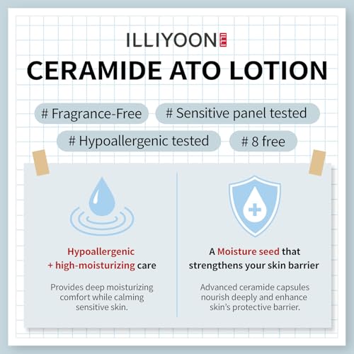 Illiyoon Ceramide Ato Lotion | Lightweight Moisturizer for Dry & Sensitive Skin, Barrier Repair for Face & Body, Mild for Babies, Vegan Certified, Korean Skin Care, 11.83 fl.oz.