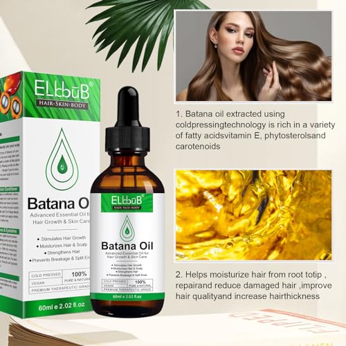 Dr. Sebi Raw Batana Oil - Hair Growth Oil for Men & Women, Sourced from Honduras, Pure & Unrefined, Nourishing Scalp & Hair, Promotes Hair Thickness, Prevents Hair Loss