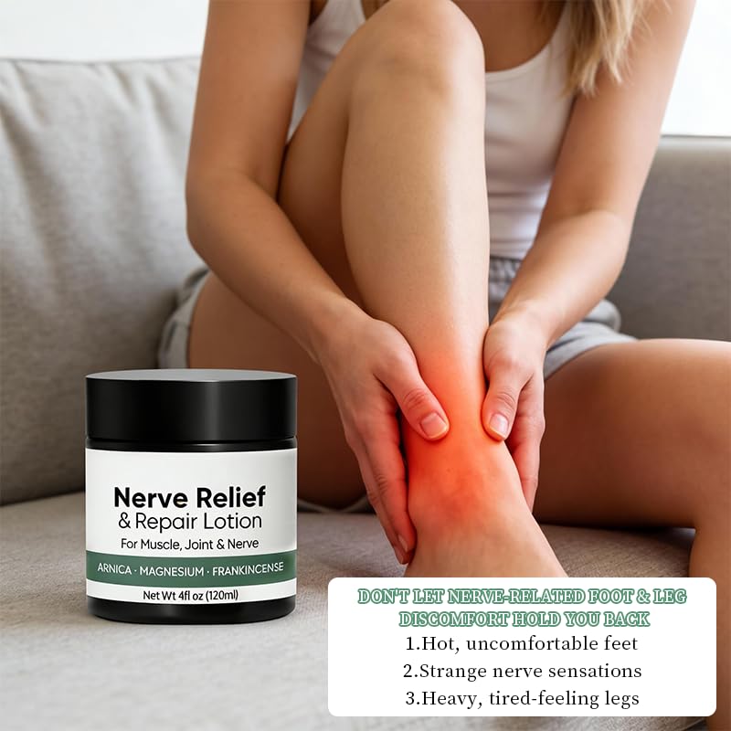 Nerve Relief Cream with Arnica, Daily Comfort & Nourishing Lotion for Hands, Feet, Knees, Neck & Back, with Magnesium Cream Formula, 3.5 oz (1 Pack)