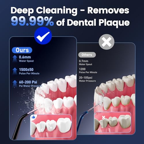 Water Flosser for Teeth Cleaning and Flossing, 5 Modes Rechargeable Cordless Oral Irrigator 320ml Water Tank Teeth Cleaner, IPX7 Waterproof Portable Electric Dentel Flossers for Home and Travel,Black
