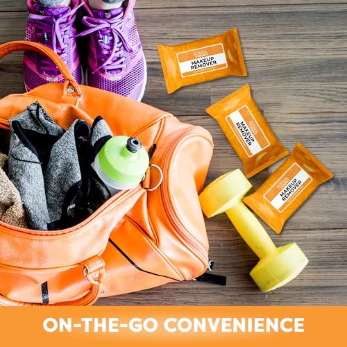 LIVAURA Retinol + Vitamin C Individually Wrapped Makeup Remover Wipes, travel essentials for Travel & On the Go, women facial cleansing towelettes, removes makeup & sunscreen - 30 single face wipes