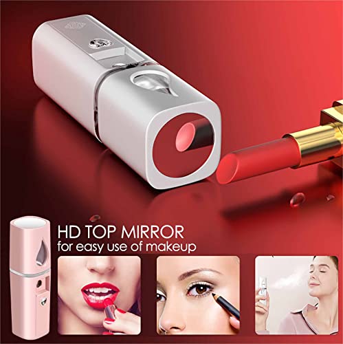 GIVERARE 2 Pack Nano Facial Steamer, Handy Mini Mister with Mirror, USB Rechargeable Mist Sprayer, Visual Water Tank Moisturizing&Hydrating for Face, Makeup, Skin Care, Eyelash Extensions-White