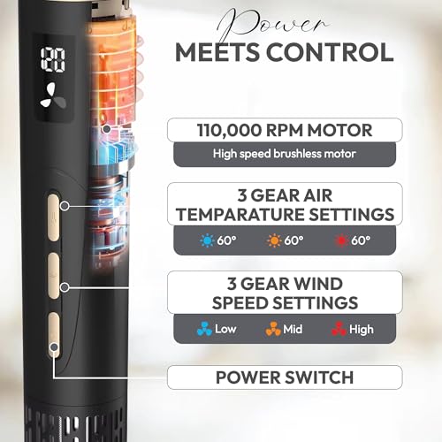 8 in 1 Hair Styler, Hair Styling Tools with 3 Heat Settings, Detachable Blow Dryer, Hot Air Curler Multi Styler Brush Set, Brush Curling Wrap Straight Curl Dry Volumiz Smooth – Black & Gold