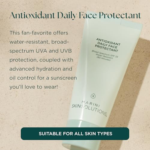 Marini SkinSolutions Antioxidant Daily Face Protectant - Broad-Spectrum SPF 33 Sunscreen - Water Resistant (80 Minutes) - Cruelty Free - Made in the USA - 2 oz