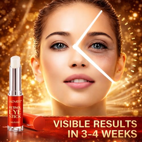 Retinol Eye Stick Balm, Under-Eye Moisturizing Balm with Vitamin A & Hyaluronic Acid, Solid Cream for Smoother-Looking Skin & Dryness, Daily Skincare for Men & Women