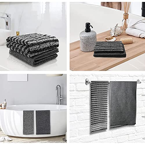 Yiclick Exfoliating Body Scrubber, Back Scrubber for Shower Bath, Japanese Scrub Wash Cloth, Exfoliating Washcloth Towel for Men Women, Body Exfoliator Loofah Luffa Sponge Net Rag Back Washer (Black)