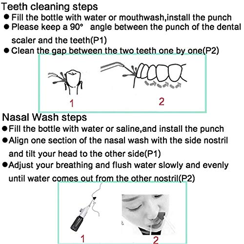 Portable Oral Irrigator Water Flosser Dental Water Toothbrush Toothpick Nasal Irrigator Implement Teeth Cleaner Oral Hygiene flossers for Home Travel with 5pcs Nozzles (Nozzle and Tongue Scraper)
