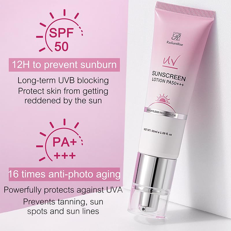 Sunscreen For Face For Women|SPF 50+++ 1.69 fl oz|Moisturizer, Lightweight under Makeup, Travel Essentials, Summer Essentials