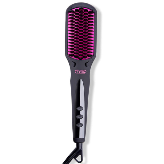 TYMO Ionic Hair Straightener Brush - One-Step Hair Straightener for Women, Straightening Brush with Negative Ions, 16 Temp Settings, LCD Display, Dual Voltage, Hot Comb Flat Iron for Frizz-Free Styles