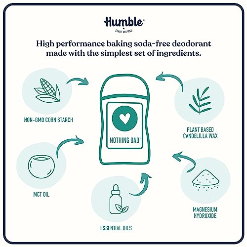 HUMBLE BRANDS Aluminum-Free Deodorant, Vegan and Cruelty- free, Formulated for Sensitive Skin, Simply Unscented, 2.5 Ounce (Pack of 3)