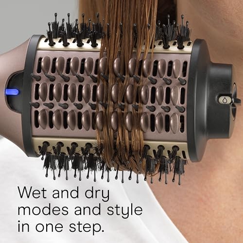 Infiniti PRO CONAIR 2-in-1 Hair Dryer Brush, Thermal Brush Wet-or-Dry Hot Air Styler for All Hair Types, Large Oval Barrel, 4 Bristle Types to Volumize, Smooth, and Refresh, Mocha Mauve