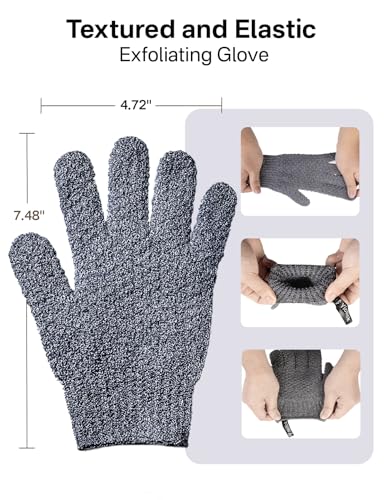 Yiclick Heavy Exfoliating Gloves 4Pcs, Exfoliating Mitts, Body Scrubber for Bath Shower Exfoliation, Body Scrub Exfoliator for Dead Skin Remover, Exfoliate Sponge Loofah Washcloth Men Women