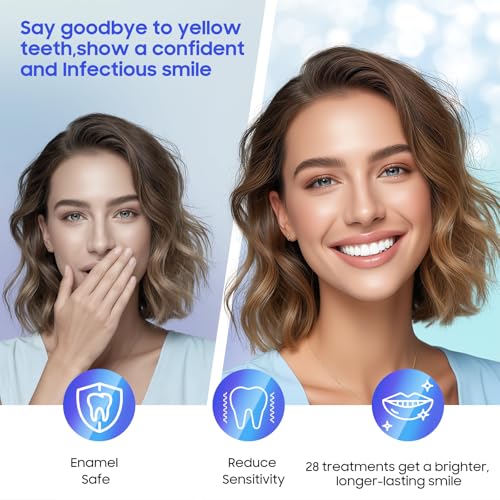 Teeth Whitening Strips 56 Strips - 28 Treatments,Peroxide & Sensitivity Free,Enamel Safe with Soothing Natural Ingredients for Deep Stains Removal
