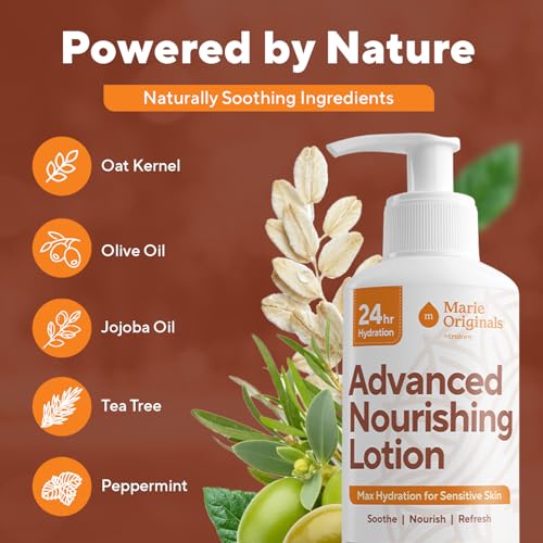 Marie Originals Advanced Nourishing Lotion, Daily Moisturizer for Dry & Sensitive Skin, Lightweight Fast-Absorbing Hydrating Body Cream with Oat, Jojoba & Olive Oil, Non-Greasy Formula, 16 fl oz
