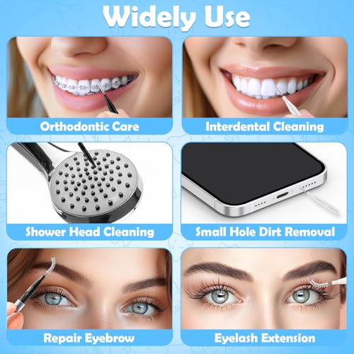 120Pcs Interdental Brushes, 360° Bendable Soft Bristles Braces Flossers Dental Brushes Between Teeth Gum Interdental Brushes for Gum Braces Oral Teeth Cleaning Tool (Black, White)