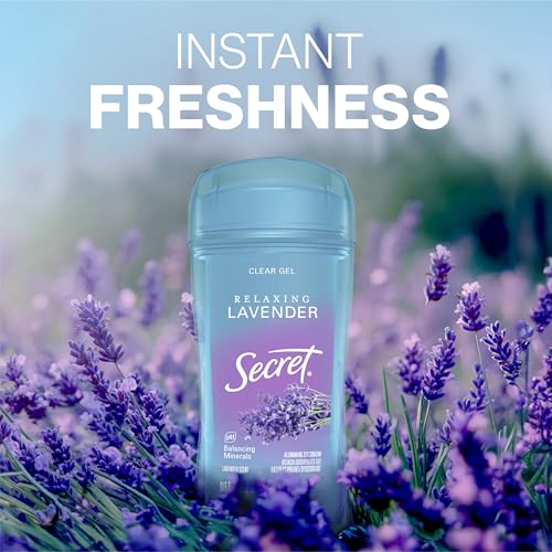 Secret Fresh Antiperspirant Deodorant for Women, 72hr Breathable Sweat & Odor Protection, Instant Freshness & Gentle, PH Balancing Minerals, Clear Gel, Relaxing Lavender Scent, 3.4 oz