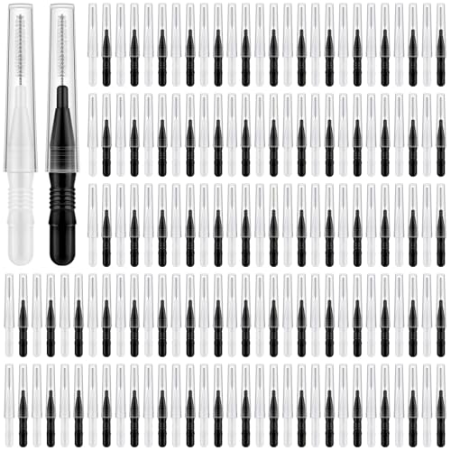 120Pcs Interdental Brushes, 360° Bendable Soft Bristles Braces Flossers Dental Brushes Between Teeth Gum Interdental Brushes for Gum Braces Oral Teeth Cleaning Tool (Black, White)