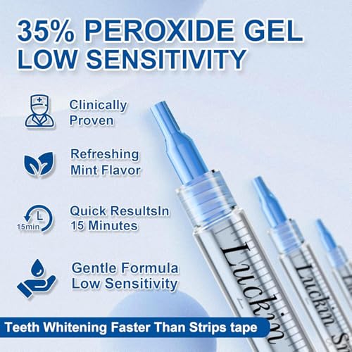 LUCKIN SMILE 10-Pack 35% Teeth Whitening Gel Refills, 35% Carbamide Peroxide Gel, 60 Whitening Treatments, No Sensitivity Teeth Whiteners, 3ml Whitening Gel for Teeth Whitening Kits