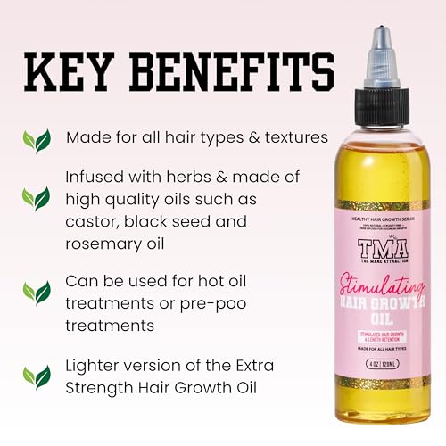 The Mane Attraction Hair Oil for All Hair Types, Infused with Rosemary Oil, Castor Oil & Black Seed Oil - Stimulating Hair Growth, Seals in Moisture, Soothes Irritated Scalp - 4 Fl Oz
