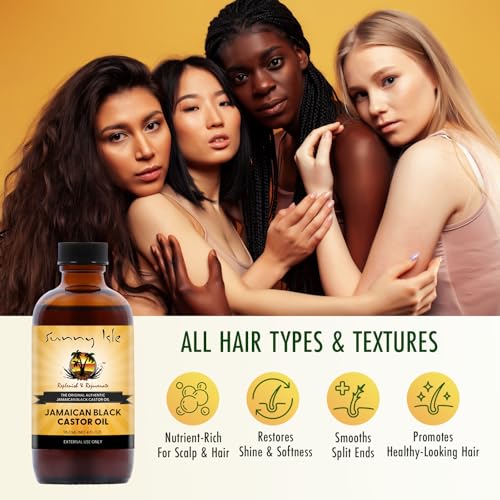 Sunny Isle Jamaican Black Castor Oil 4oz | 100% Natural for Hair, Scalp and Skin Care