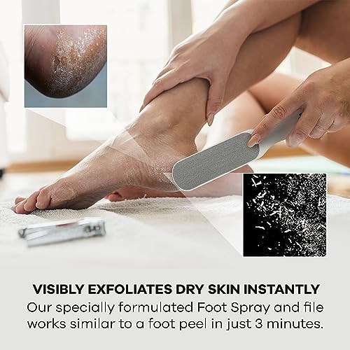 Dermasuri - Deep Exfoliating Body Scrub & Foot Scrub Set Bundle - Shower Body Exfoliator Glove, Spa Exfoliation Mitt & Exfoliating Feet Spray - Dry Skin Remover Sole File - Skin Care Spa Treatment Pro