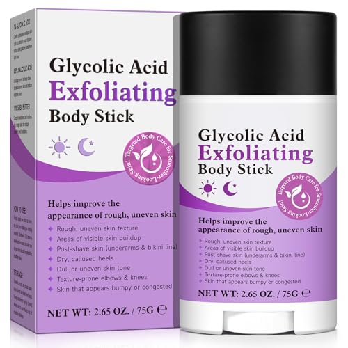 Glycolic Acid Exfoliating Body Stick 75g, Rich in Glycolic Acid, Salicylic Acid & Shea Butter, Smooths Dry & Rough Skin, Gentle Exfoliation, Helps Hydrate, Helps Skin Feel Smoother & More Supple