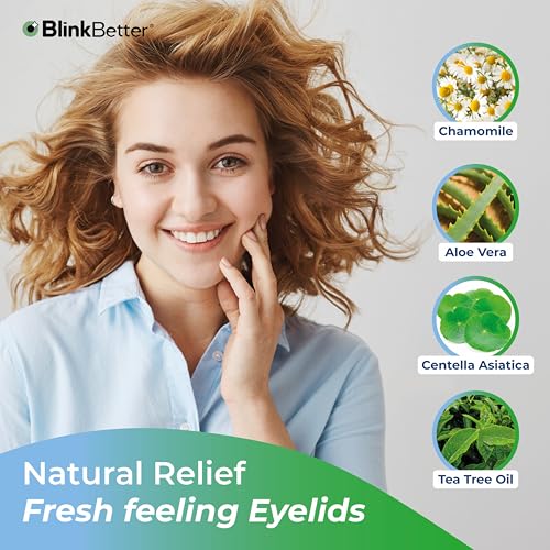 BlinkBetter Tea Tree Oil Eyelid Wipes- 60 (Pack of 3) Natural Blepharitis, MGD & Dry Eye Relief Wipes | Cleansing, Soothing, Dual-Textured, Triple Moisture Formula | Biodegradable & Gentle