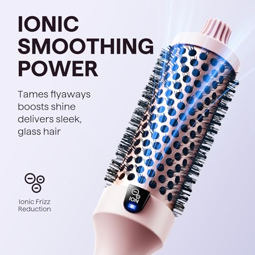 Wavytalk Thermal Brush, Blowout Boost 1.5 inch Heated Round Brush for Blowout Look, Dual Voltage, Pink, Sakura, Tourmaline Ceramic, Negative Ion Technology, 5 Temperature Settings, Less Damage